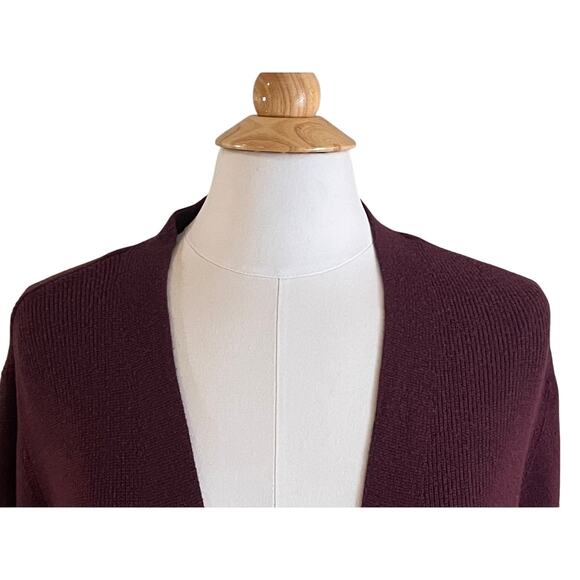Croft & Barrow Cotton Blend Long Open Cardigan, Burgundy Red, Pockets, Size 2X - Picture 2 of 11
